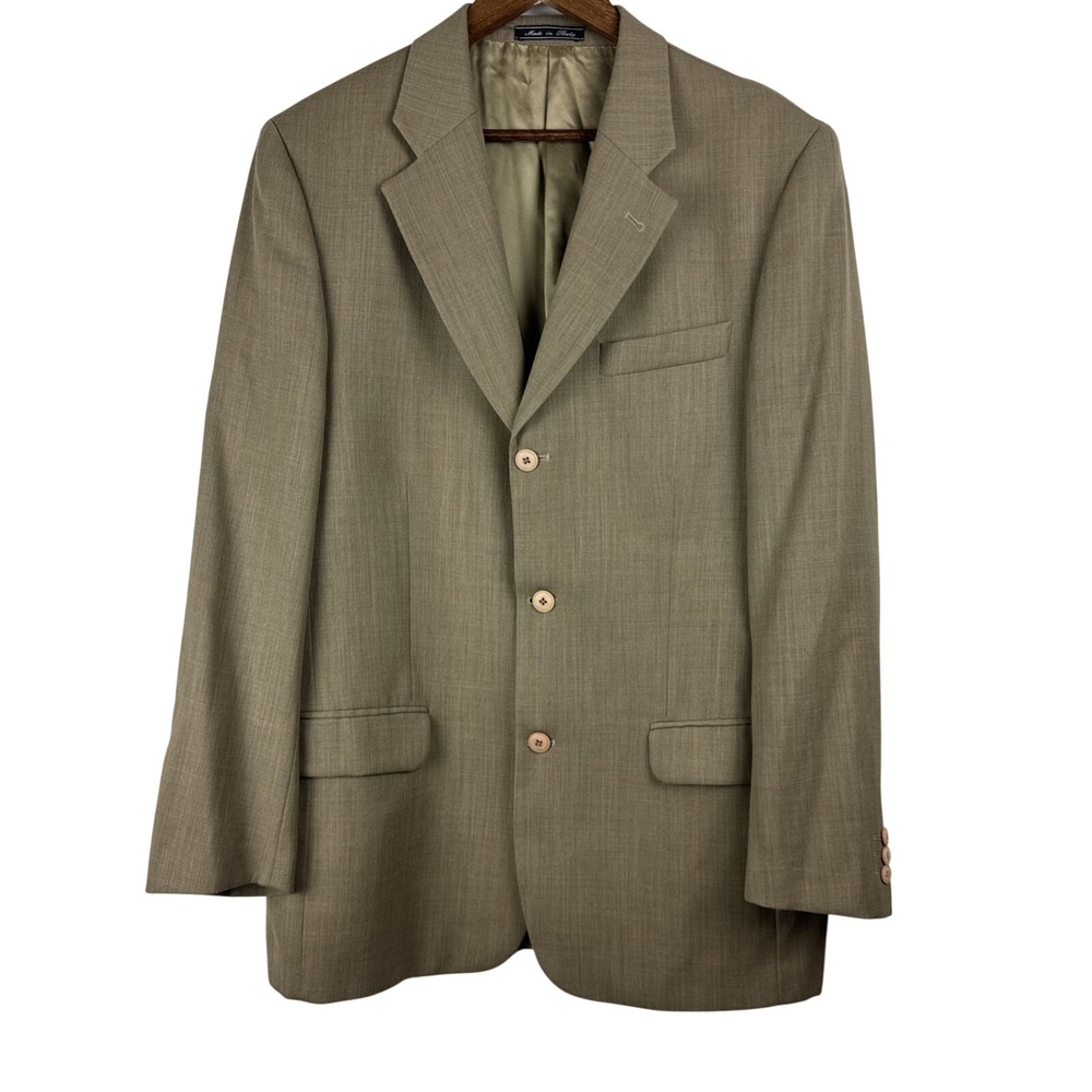 Bachrach Blazer Men's 40R Tan Beige 100% Wool Sports Made Coat In Italy Jacket